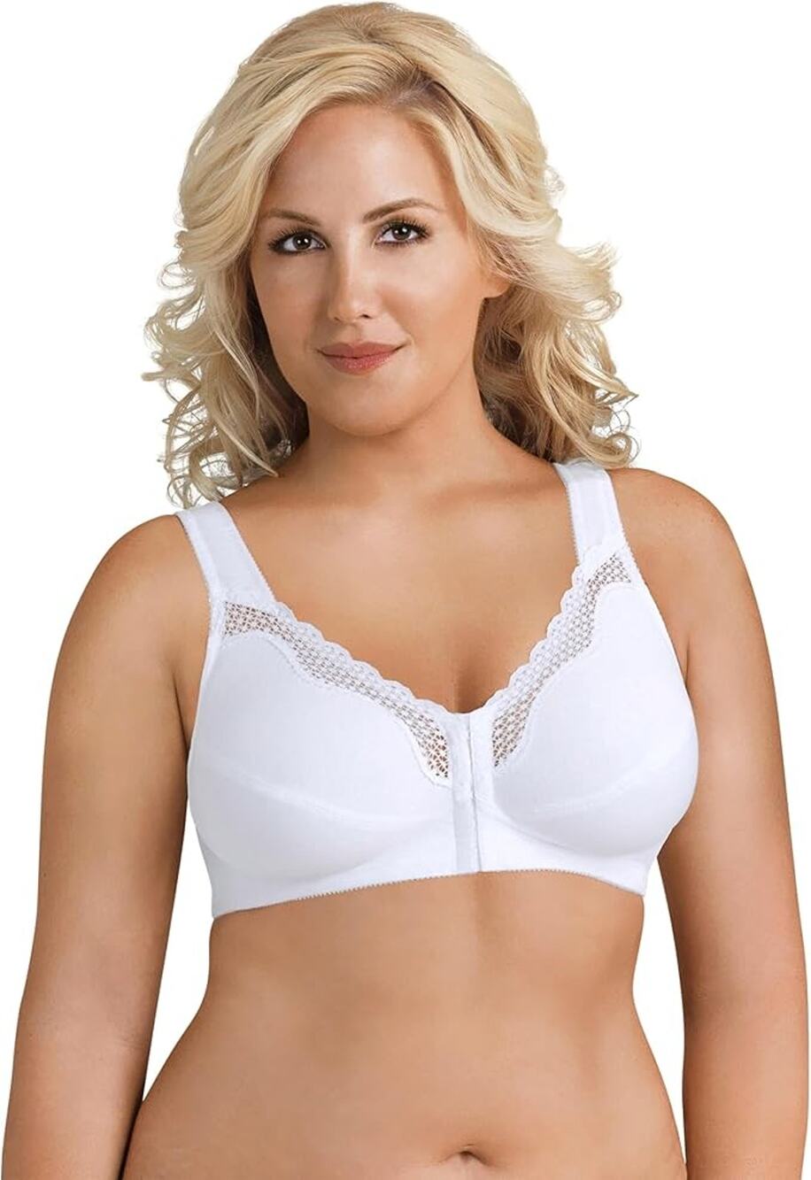 Exquisite Form Women's 36B White Front Close Cotton Posture Wireless Bra D15-3